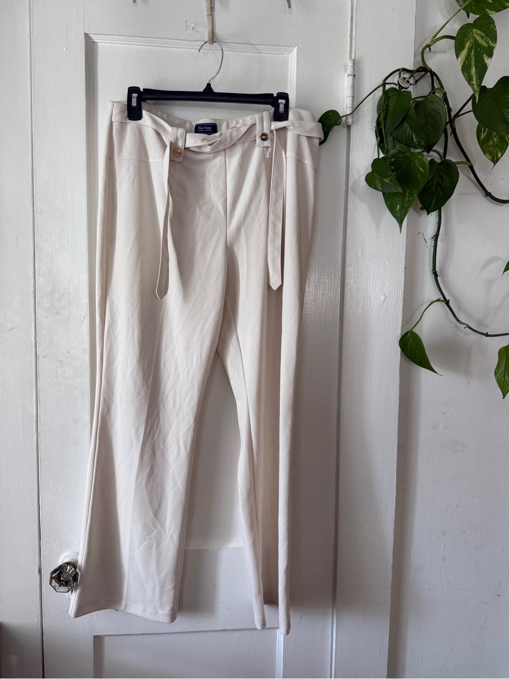 Cream High-Waist Paperbag Tie Pants NEW YORK CLOTHING COMPANY size 16P